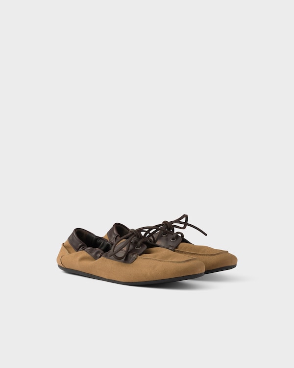 Shuffle aged canvas and leather boat shoes - Tobacco Shuffle aged canvas and leather boat shoes - Tobacco
