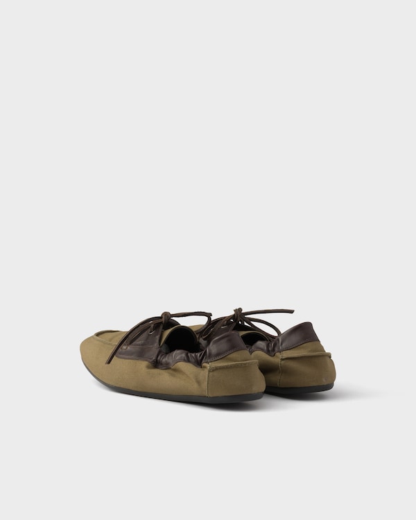 Shuffle aged canvas and leather boat shoes - Military Green Shuffle aged canvas and leather boat shoes - Military Green