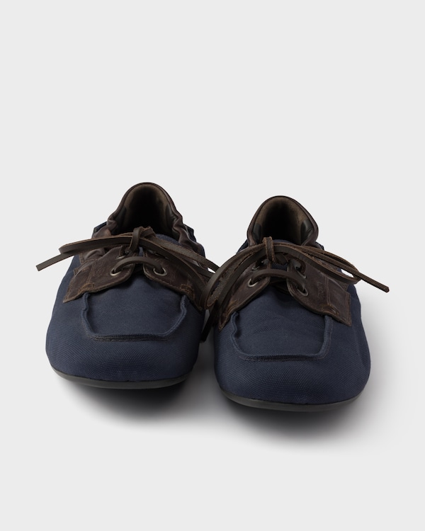 Shuffle aged canvas and leather boat shoes - Baltic Blue Shuffle aged canvas and leather boat shoes - Baltic Blue