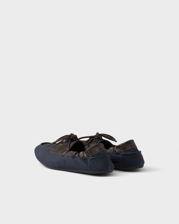Shuffle aged canvas and leather boat shoes - Baltic Blue Shuffle aged canvas and leather boat shoes - Baltic Blue