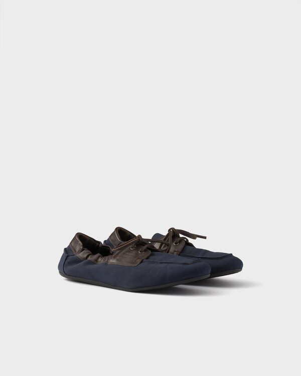 Shuffle aged canvas and leather boat shoes - Baltic Blue Shuffle aged canvas and leather boat shoes - Baltic Blue