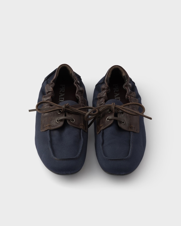 Shuffle aged canvas and leather boat shoes - Baltic Blue Shuffle aged canvas and leather boat shoes - Baltic Blue
