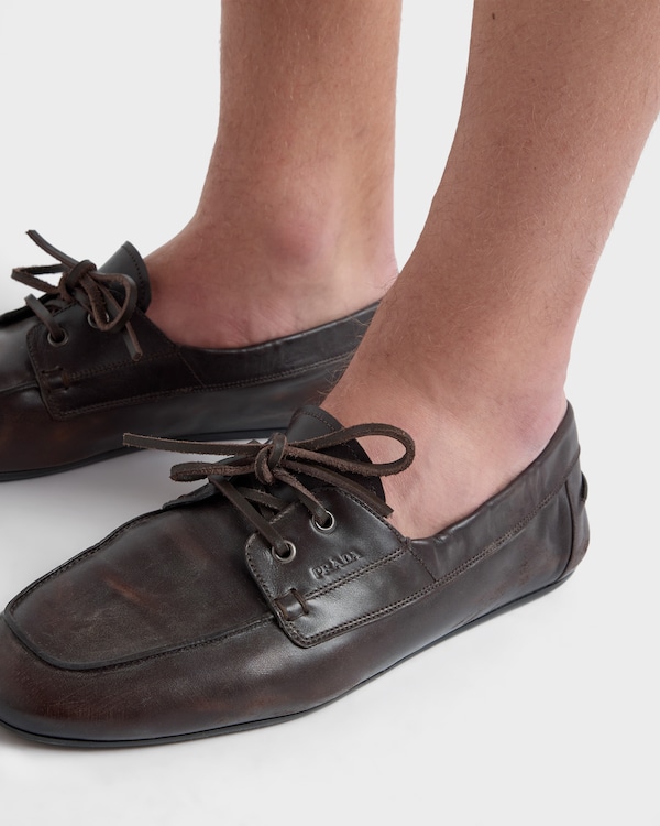 Shuffle antiqued leather laced shoes - Dark Brown Shuffle antiqued leather laced shoes - Dark Brown