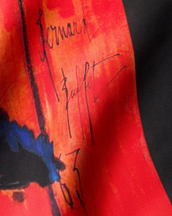 Printed twill scarf 55x55 - Asphalt/Red Printed twill scarf 55x55 - Asphalt/Red