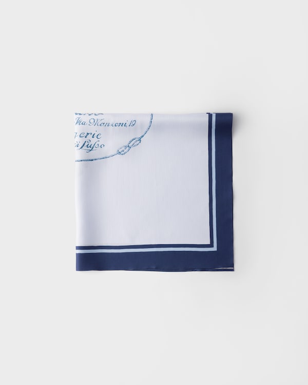 Printed twill scarf - Blue/Sky Blue Printed twill scarf - Blue/Sky Blue