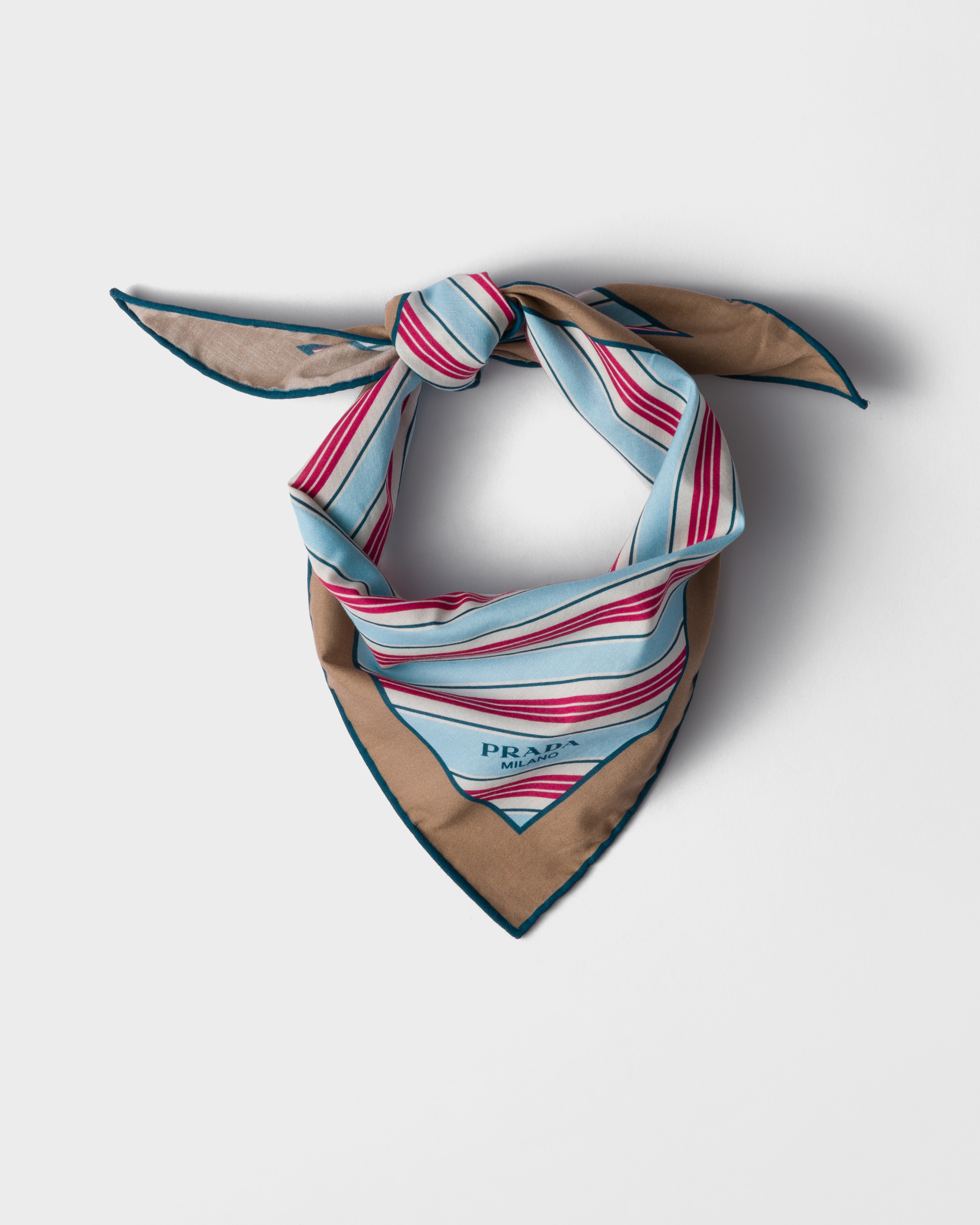 Astral Blue Printed cotton twill scarf | PRADA