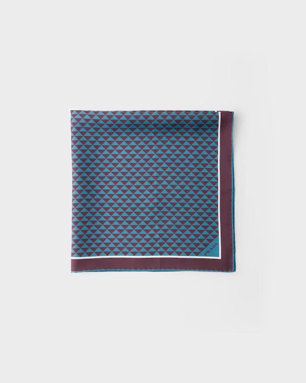 Printed silk twill scarf - Plum/Teal Printed silk twill scarf - Plum/Teal