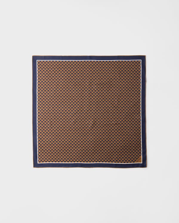 Printed silk twill scarf - Baltic/Tobacco Printed silk twill scarf - Baltic/Tobacco