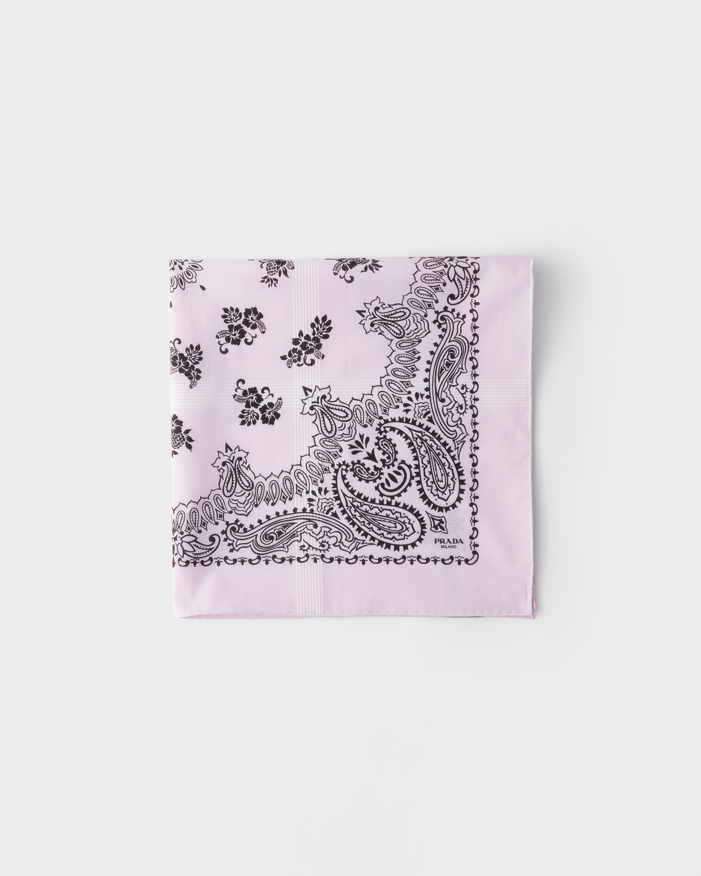 Prada Foulard En Batiste Imprimée, Homme, Blanc Albâtre / Blanc