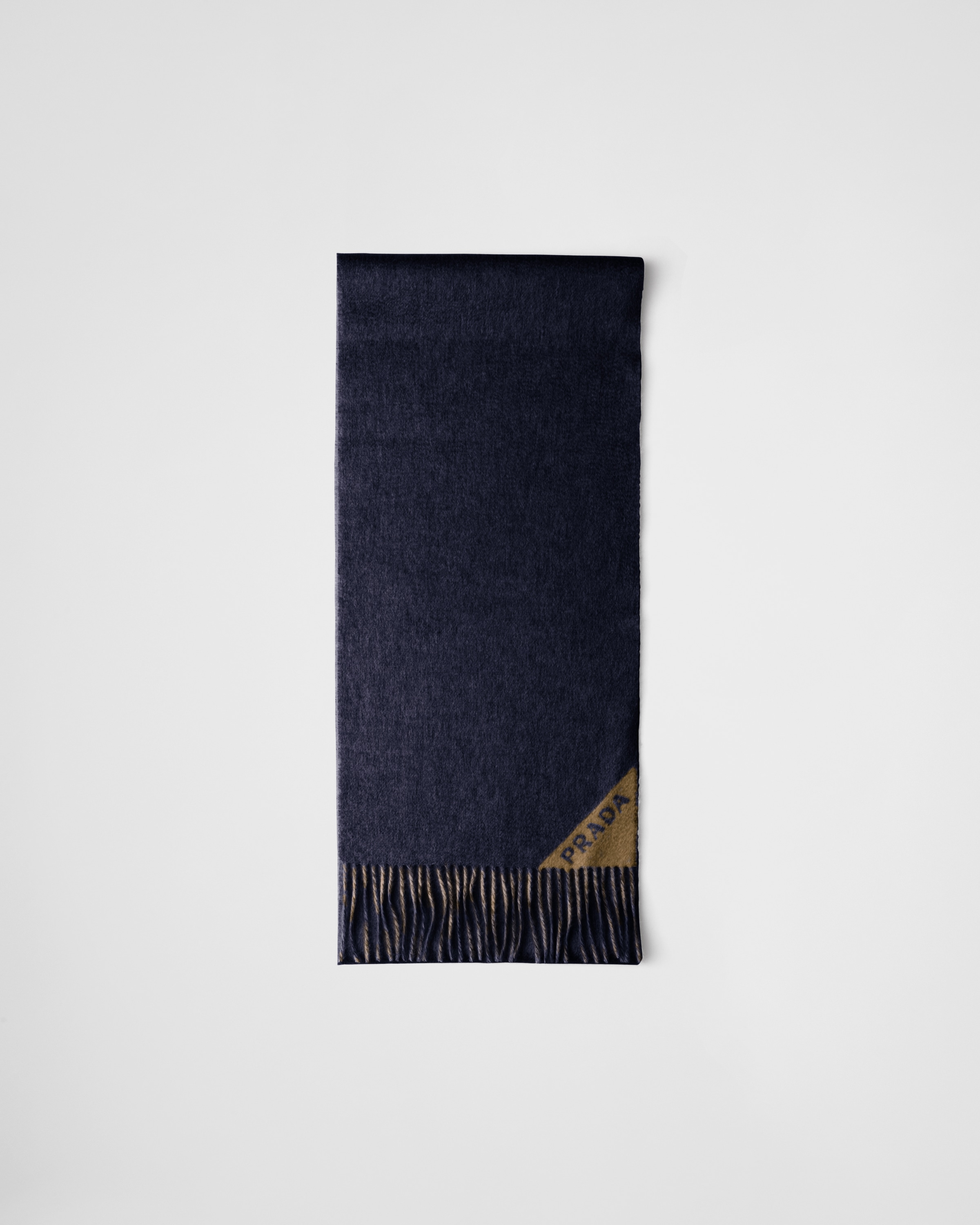 Prada Men's Double-faced Cashmere Scarf In Blau/camel