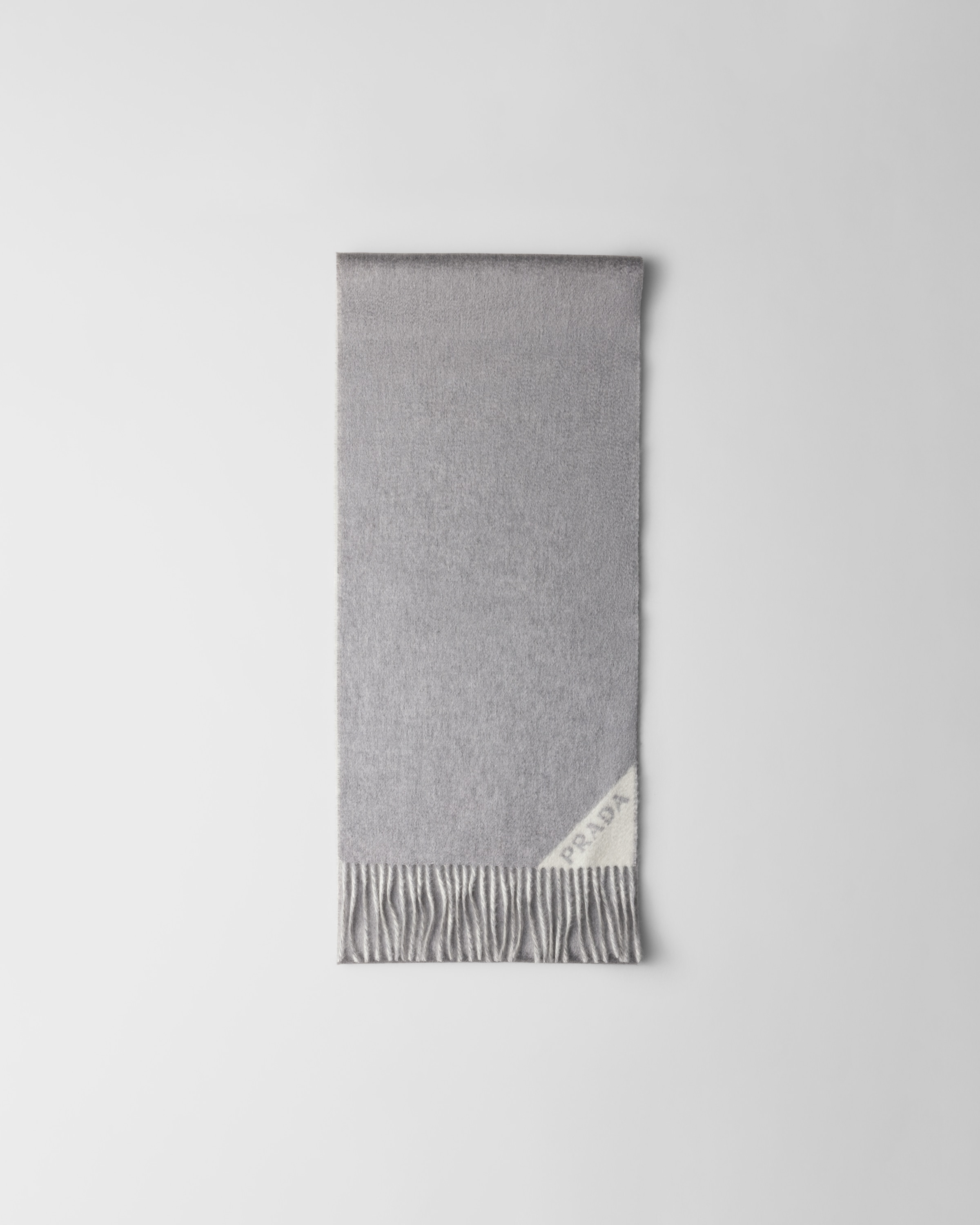 Prada Double-face Cashmere Scarf In Gray/chalk White