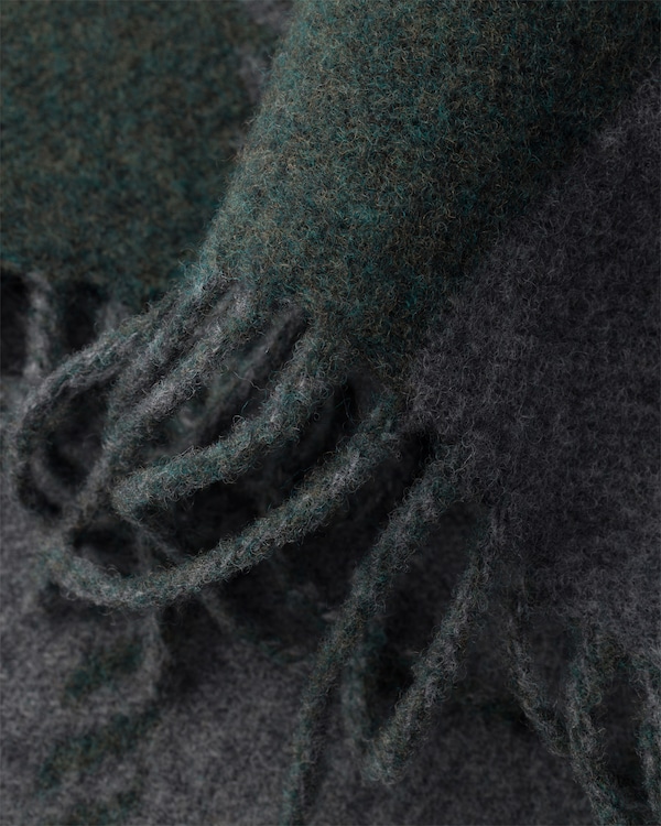 Small wool scarf with jacquard logo - Grey/Emerald Small wool scarf with jacquard logo - Grey/Emerald