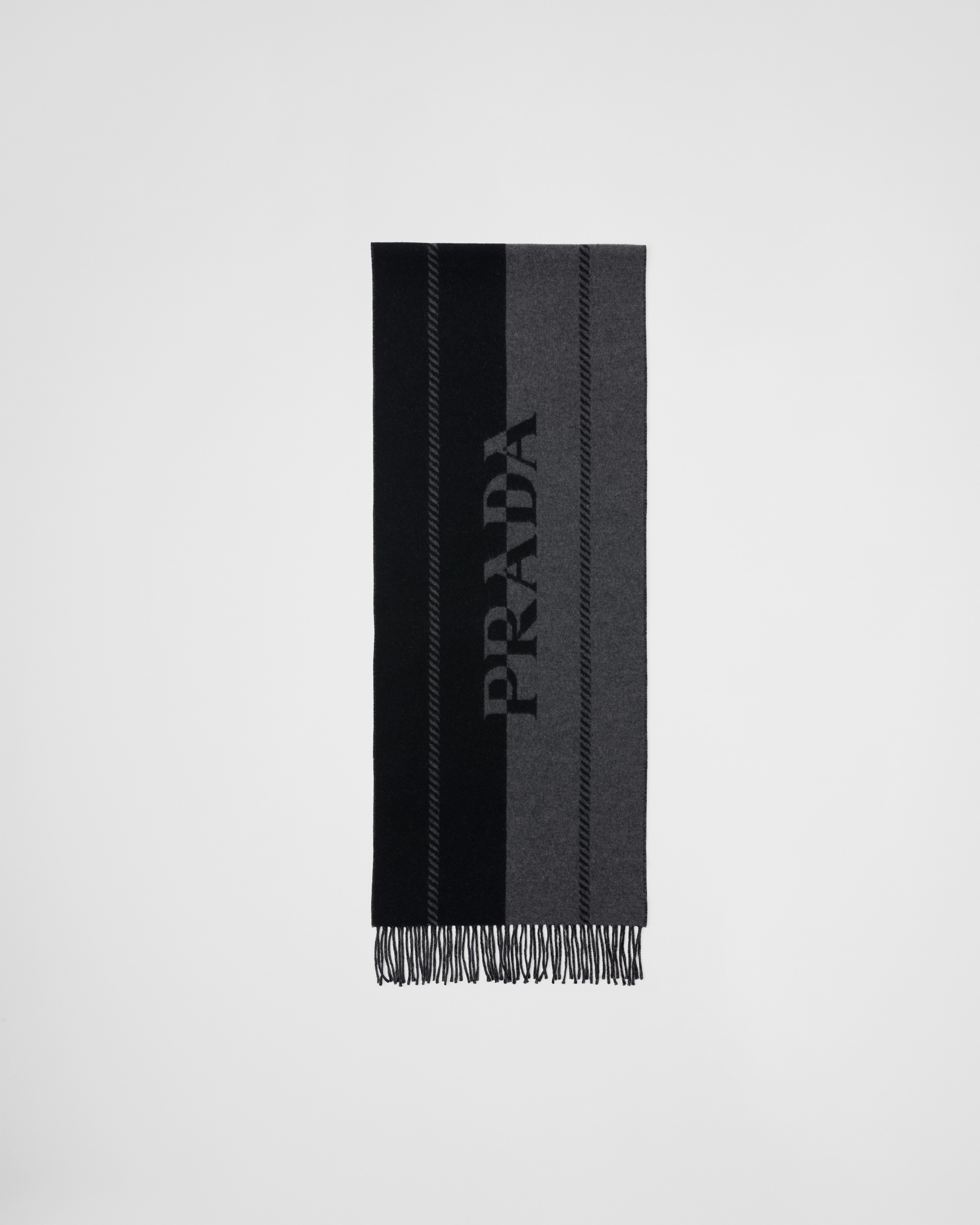 Prada Wool Scarf In Slate Gray/black