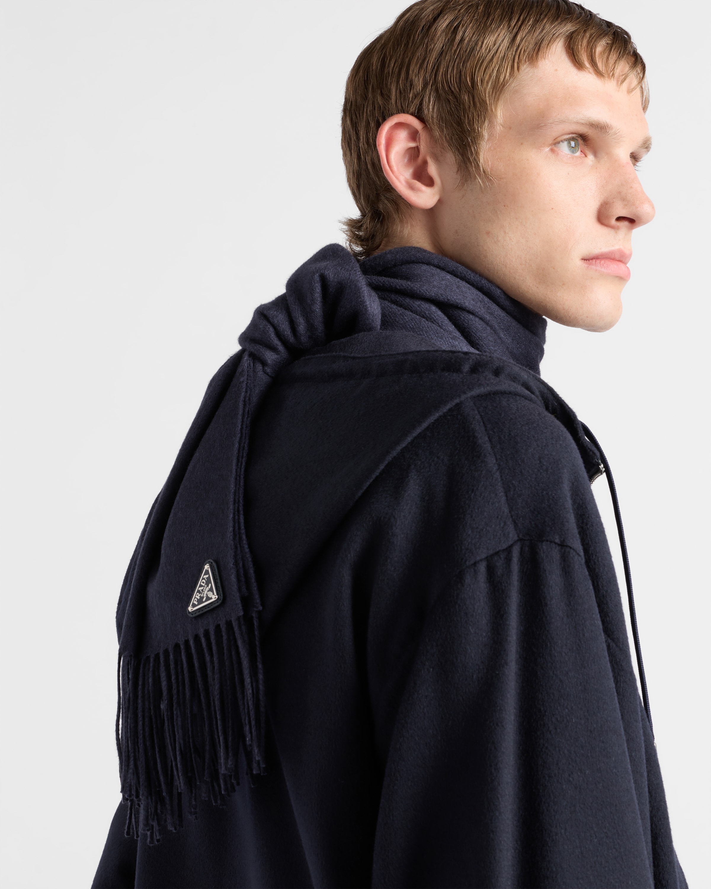 ネイビー シルクxカシミヤ スカーフ | PRADA