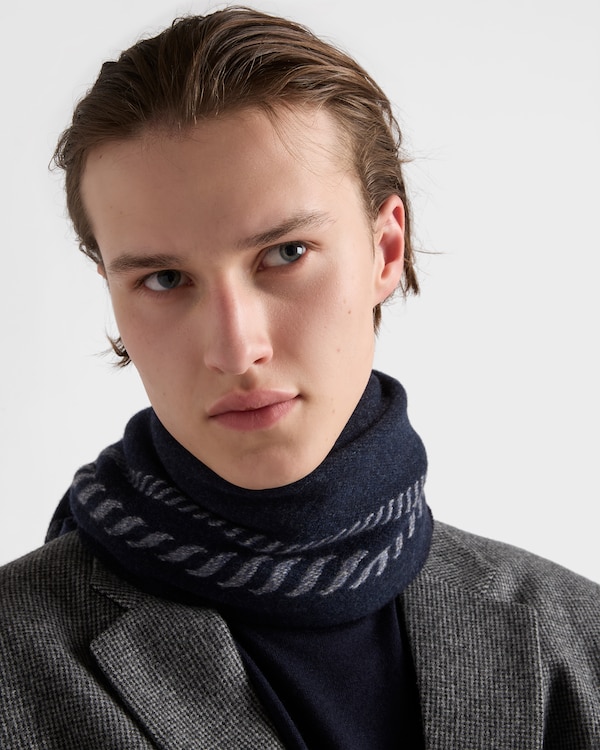 Wool and cashmere scarf - Navy Wool and cashmere scarf - Navy
