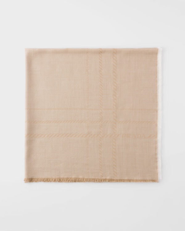 Wool and silk square maxi scarf - Camel Brown Wool and silk square maxi scarf - Camel Brown