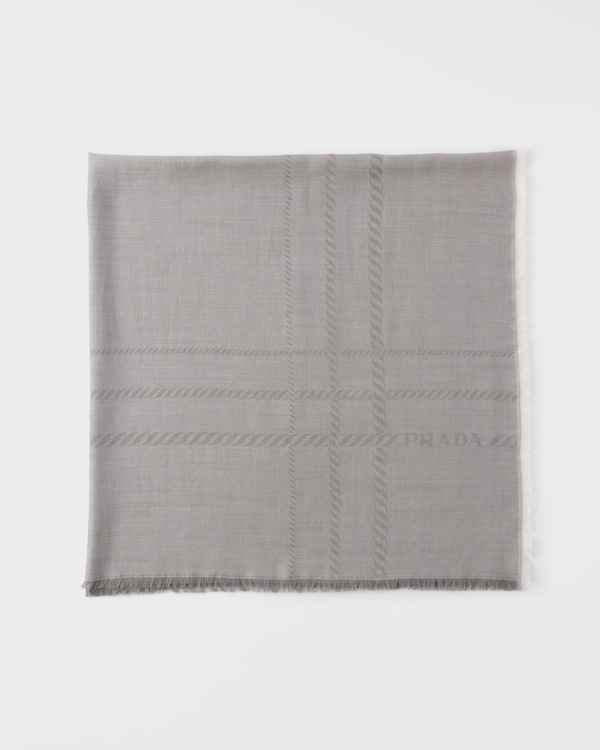 Wool and silk square maxi scarf - Cloudy Gray Wool and silk square maxi scarf - Cloudy Gray