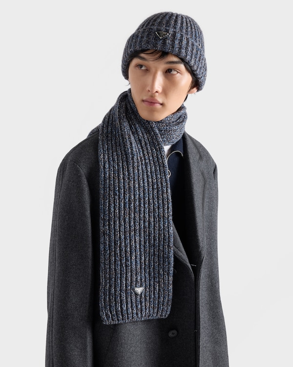 Wool and cashmere scarf - Aviation Blue/Ebony Wool and cashmere scarf - Aviation Blue/Ebony