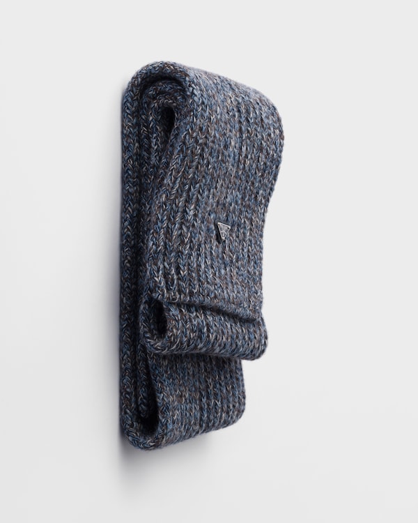 Wool and cashmere scarf - Aviation Blue/Ebony Wool and cashmere scarf - Aviation Blue/Ebony