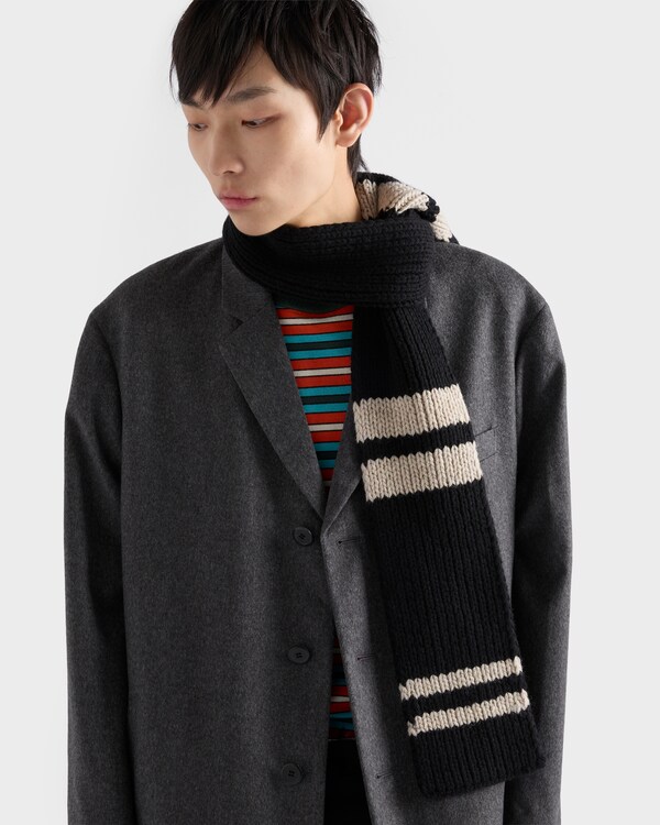 Wool and cashmere scarf - Black/Ivory Wool and cashmere scarf - Black/Ivory