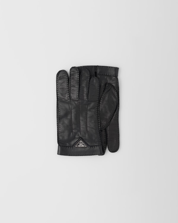Black Leather Gloves | PRADA