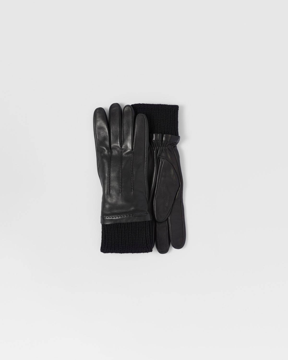 Prada Women Black Nylon And Nappa Leather Gloves main image 1