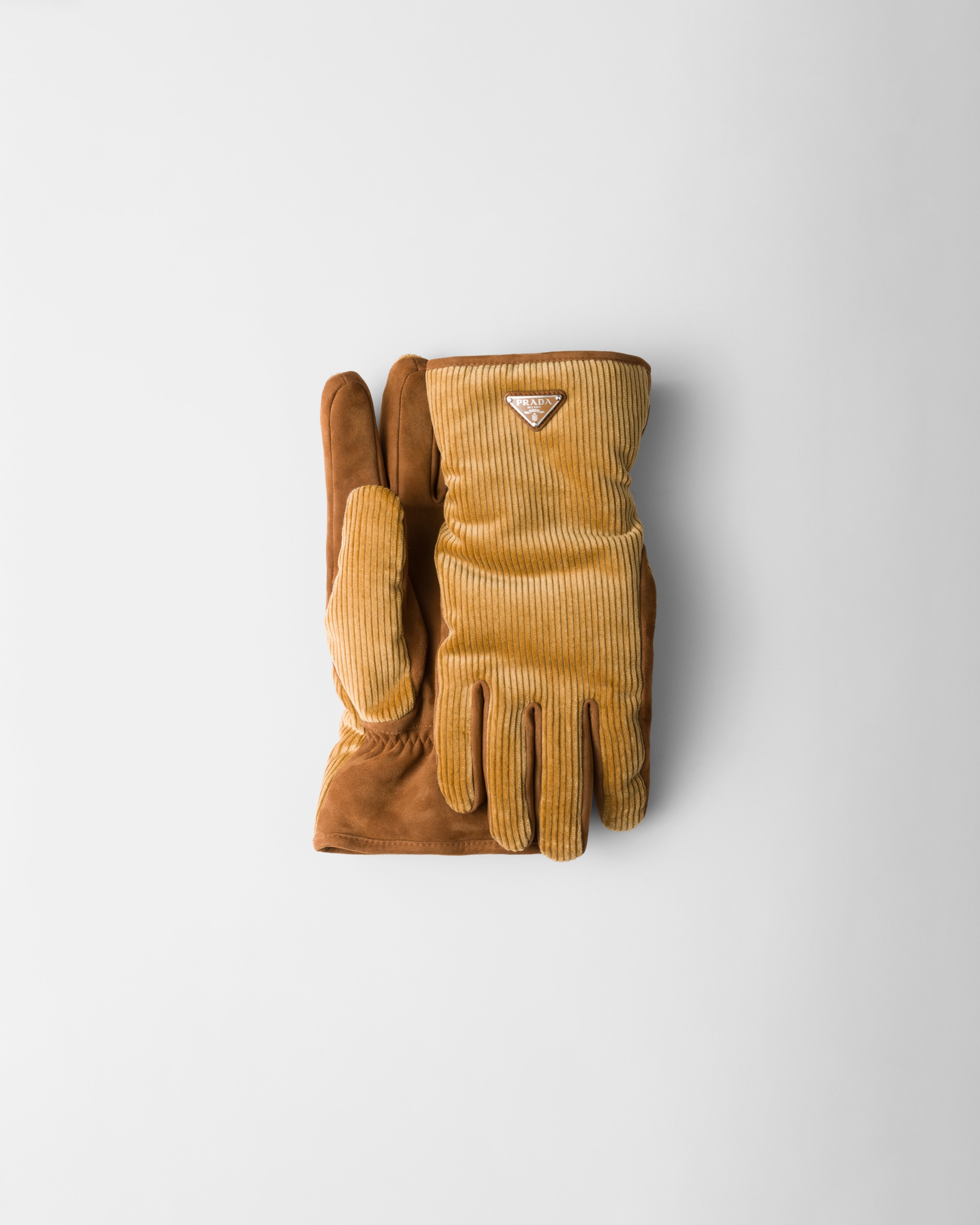 Prada Corduroy Gloves, Man, Barley, Size 9