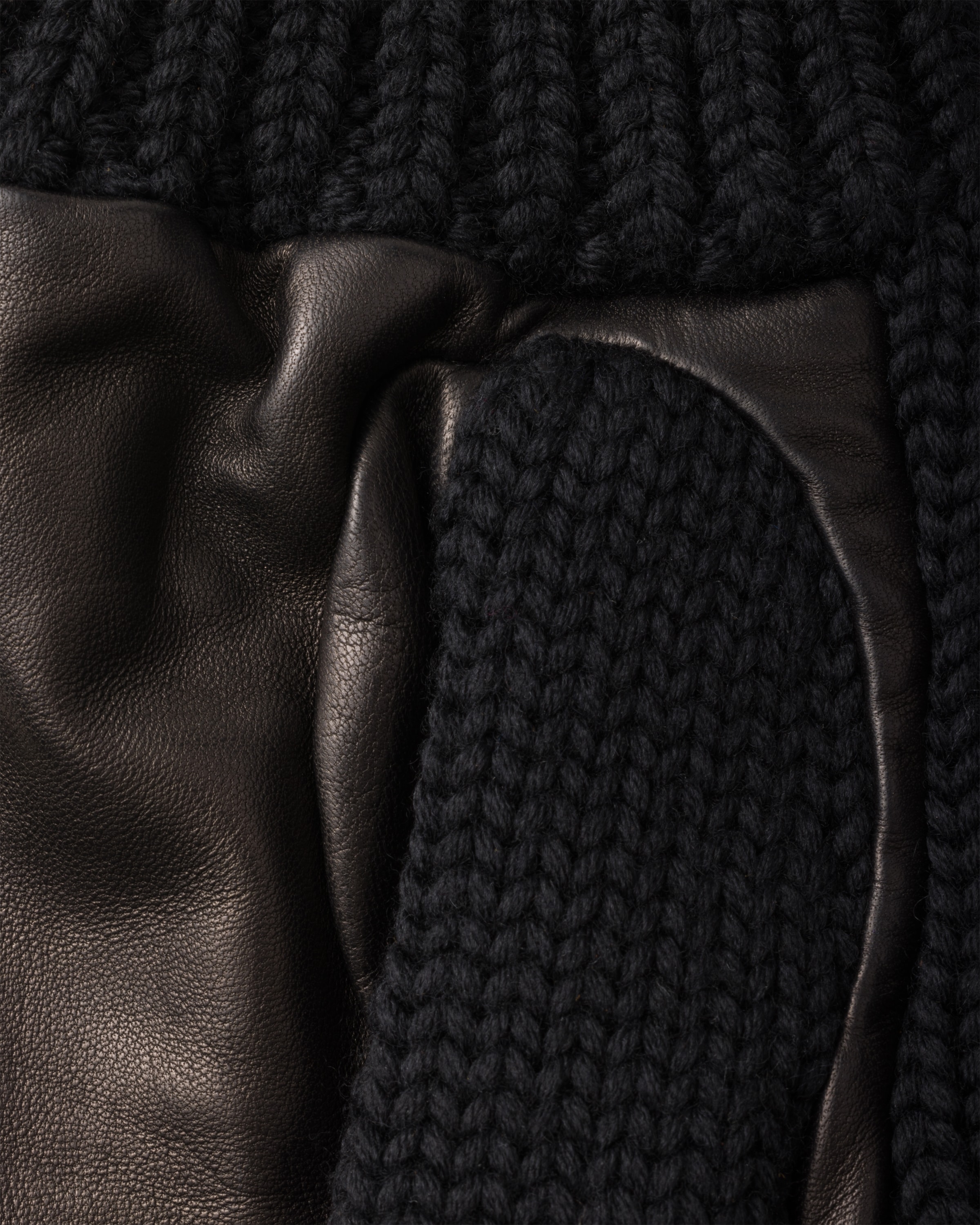 Prada Handschuhe Aus Wolle Und Nappa-leder In Schwarz