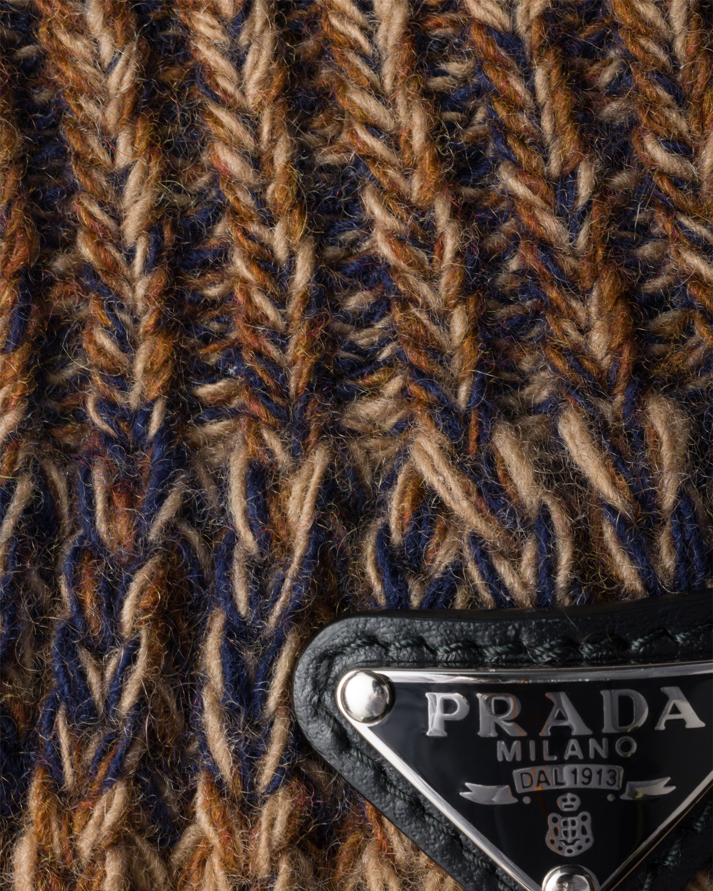 ネイビーブルー/ラストブラウン ウールxカシミヤ グローブ | PRADA - 日本
