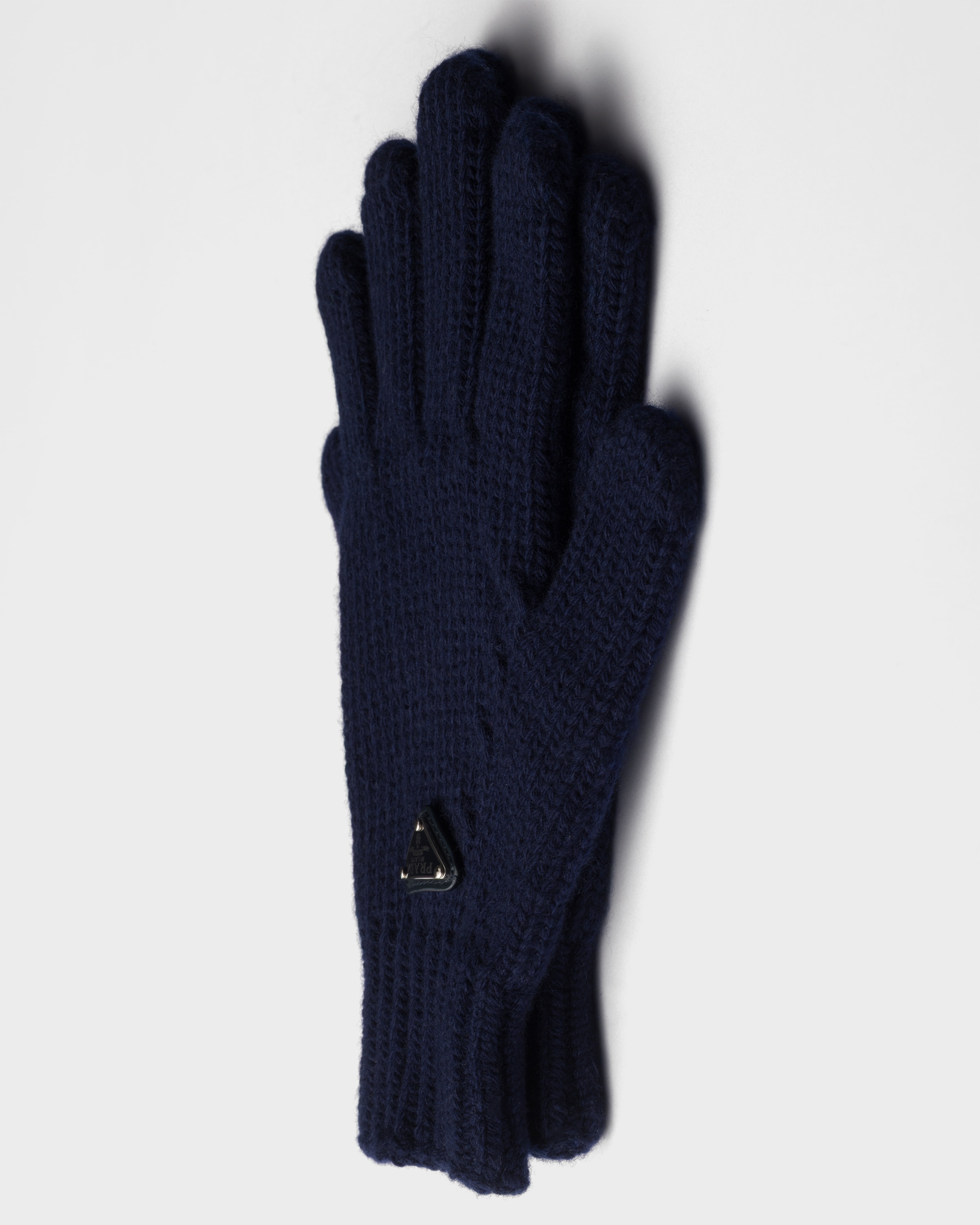 Navy Wool And Cashmere Gloves | PRADA