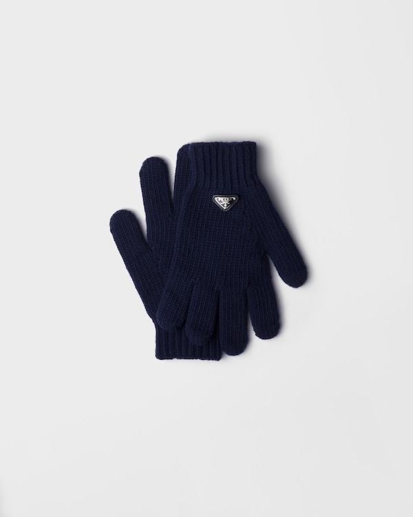 Wool and cashmere gloves - Navy Wool and cashmere gloves - Navy