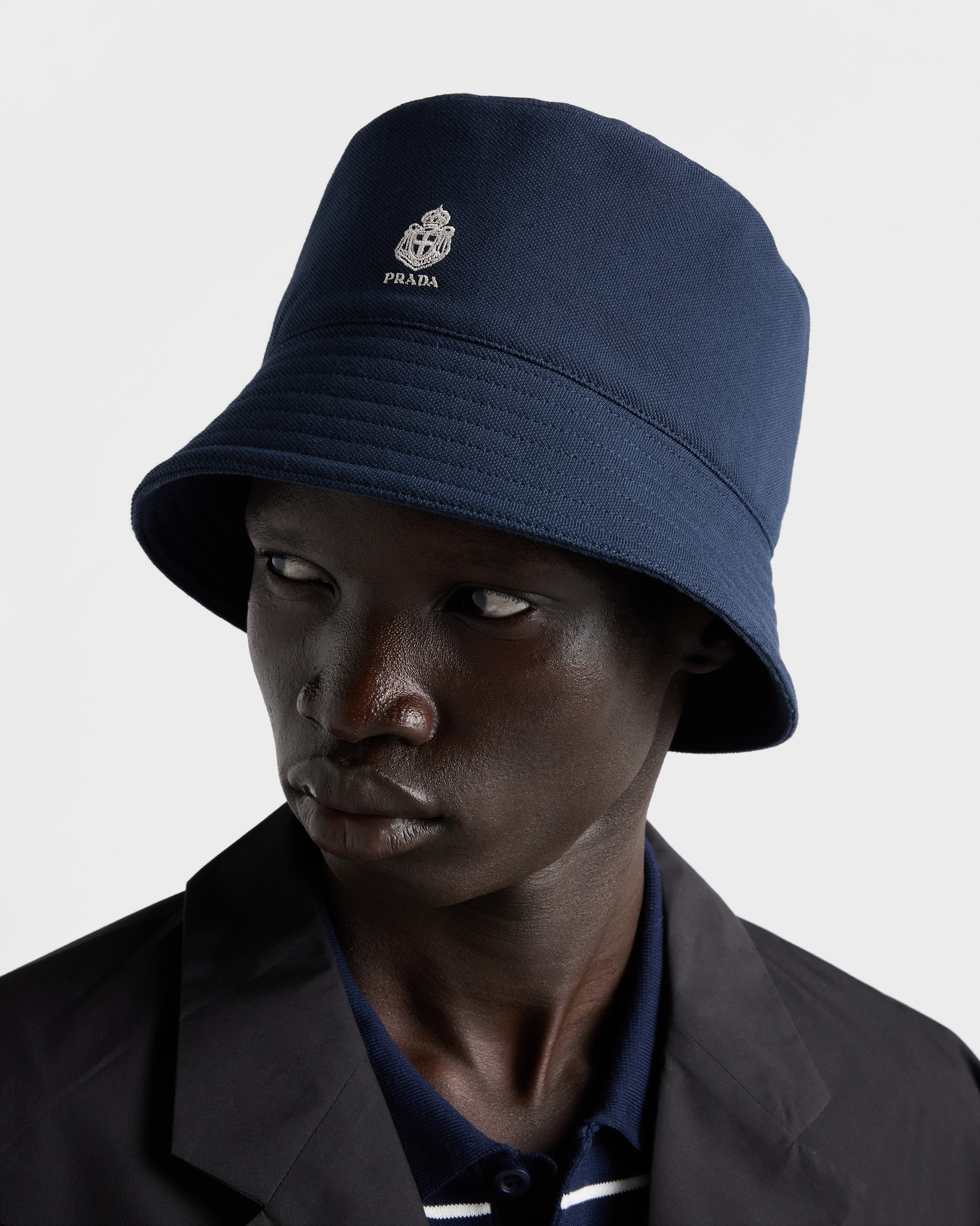 Navy Old piqué bucket hat | PRADA - Japan