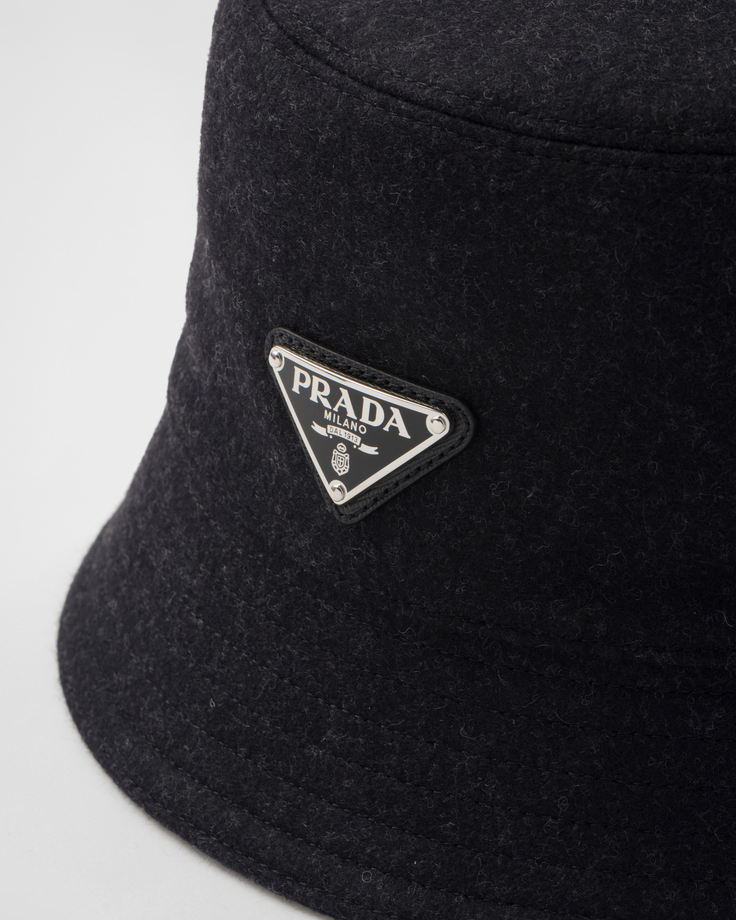 Anthracite Gray Loden Bucket Hat PRADA