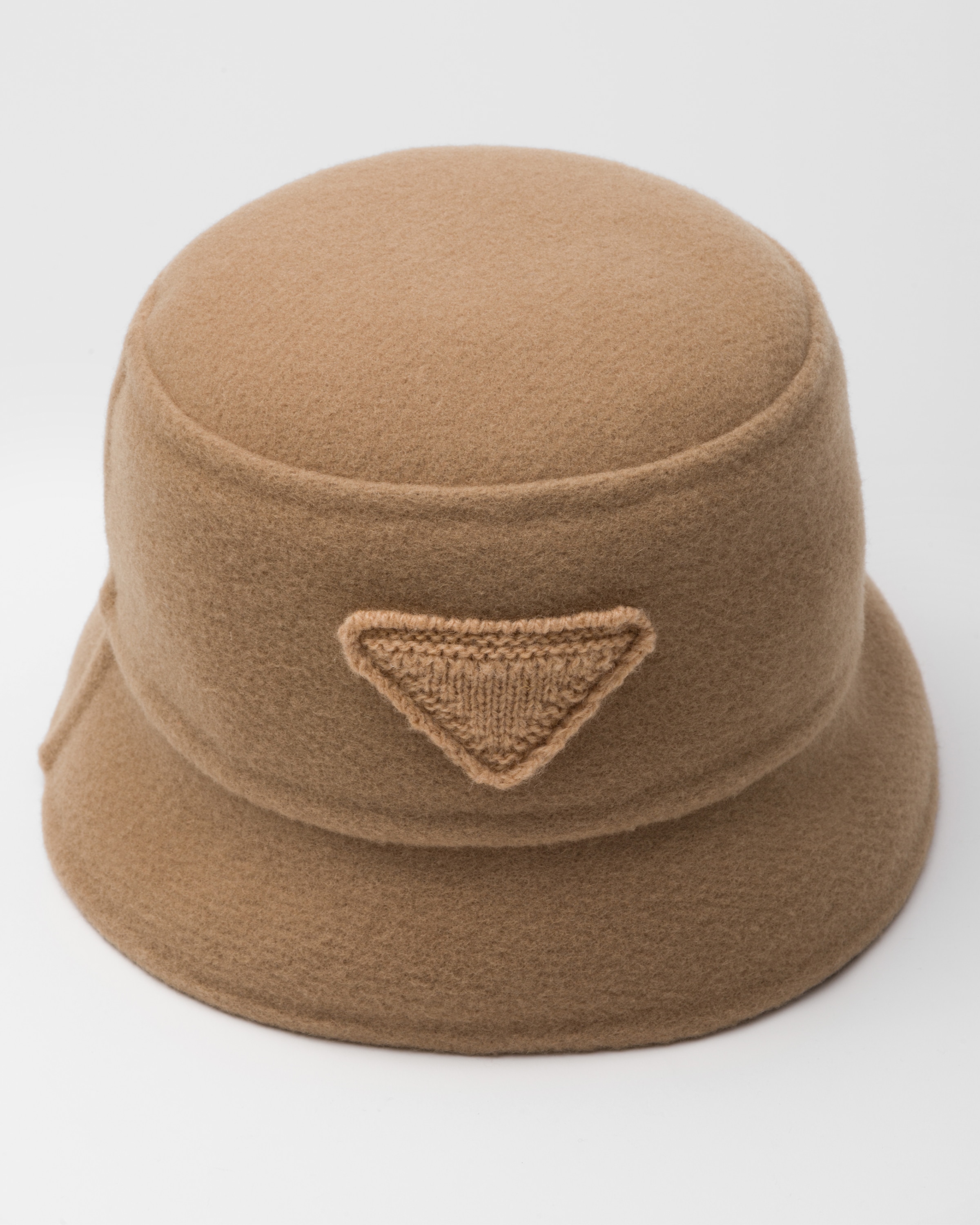 Camel Brown Velour Cloth Bucket Hat | PRADA