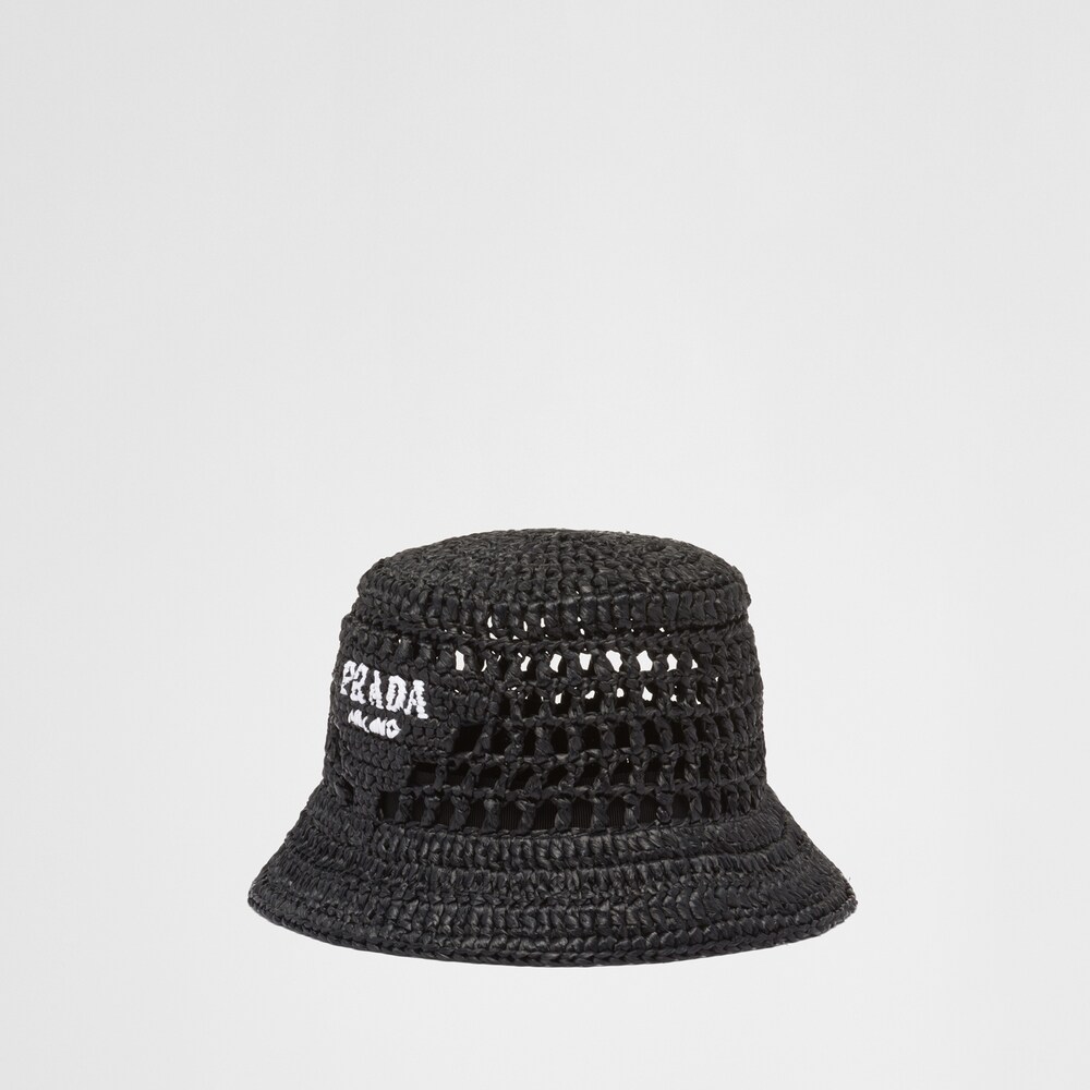 Black Raffia bucket hat | Prada Black Raffia bucket hat | Prada