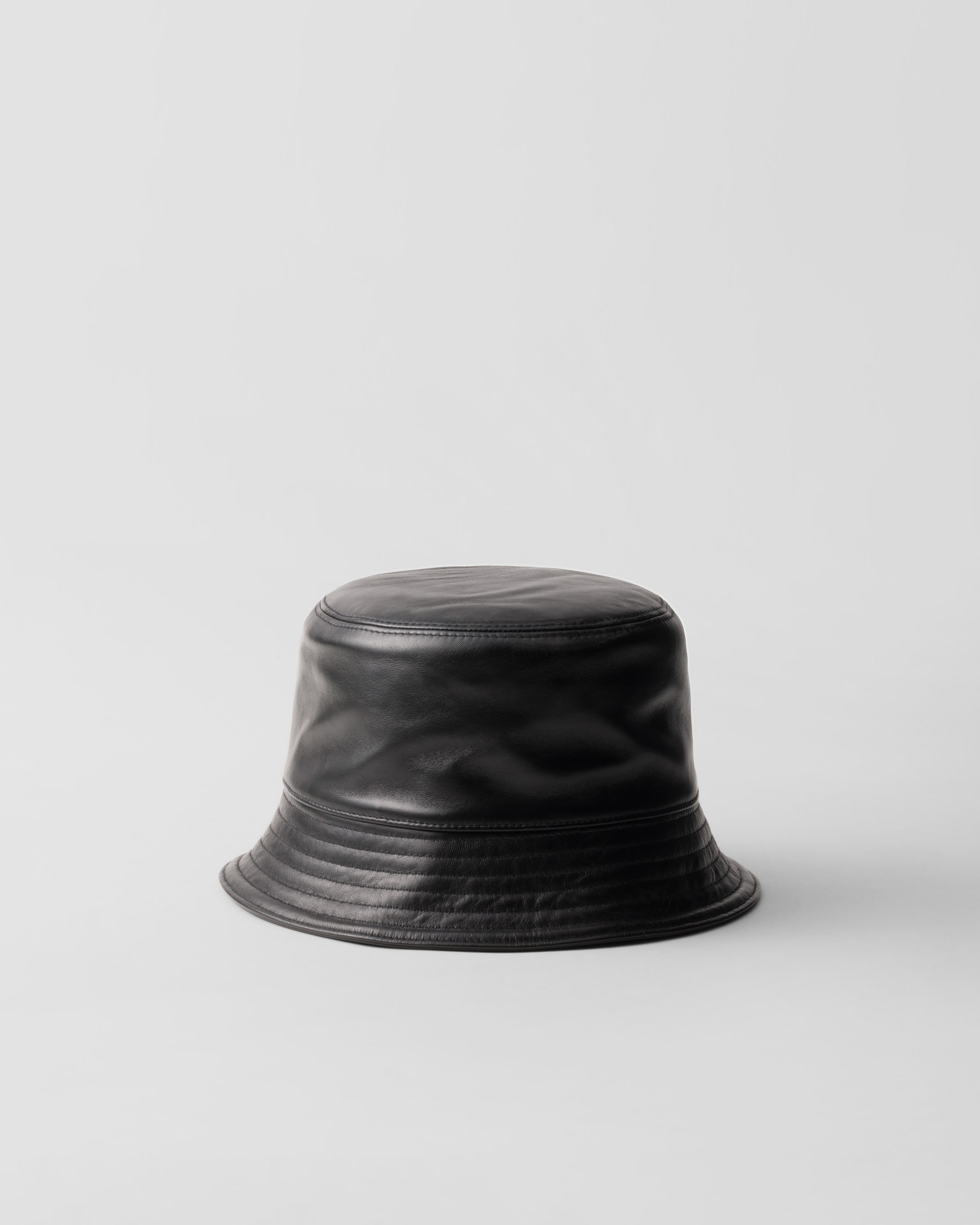 Shop Prada Nappa Leather Bucket Hat In Black