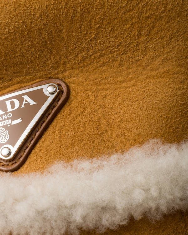 Suede shearling bucket hat - Honey Suede shearling bucket hat - Honey