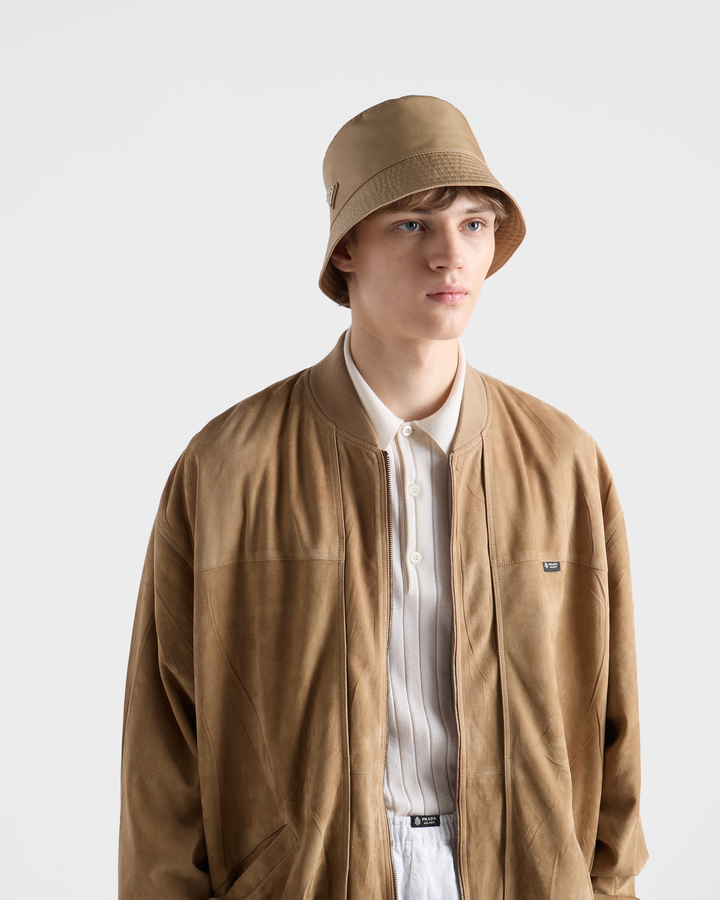 Camel Brown Re-Nylon bucket hat | PRADA - Netherlands