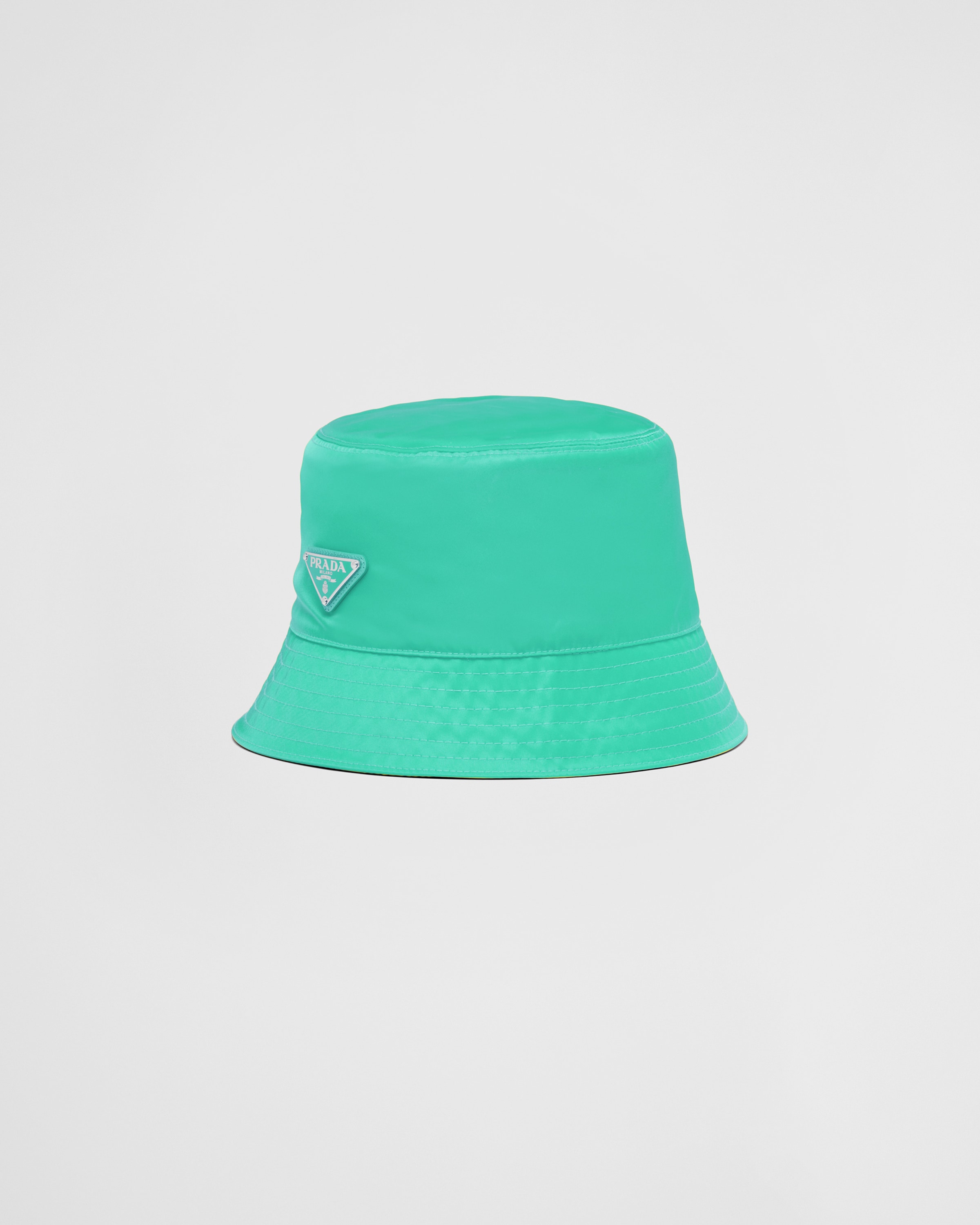 Re Nylon Embellished Bucket Hat in Black - Prada