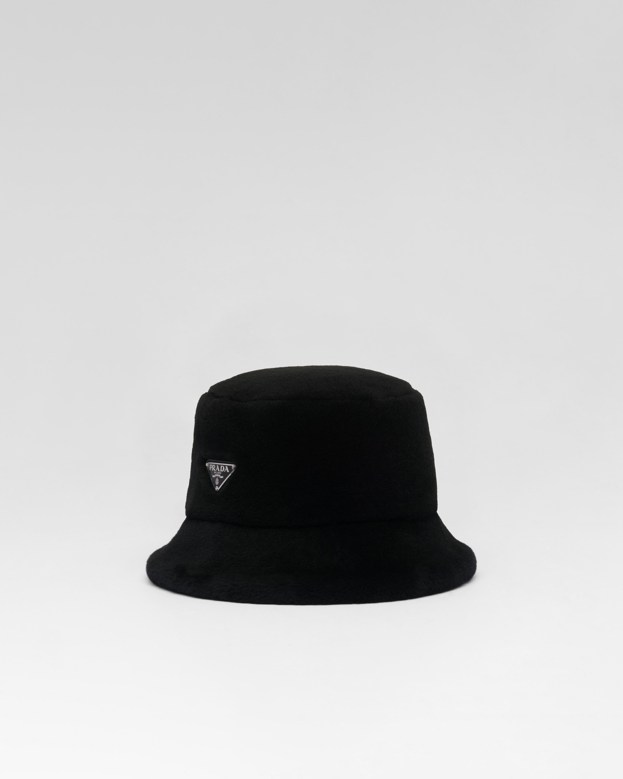 Shop Prada Shearling Bucket Hat In Black