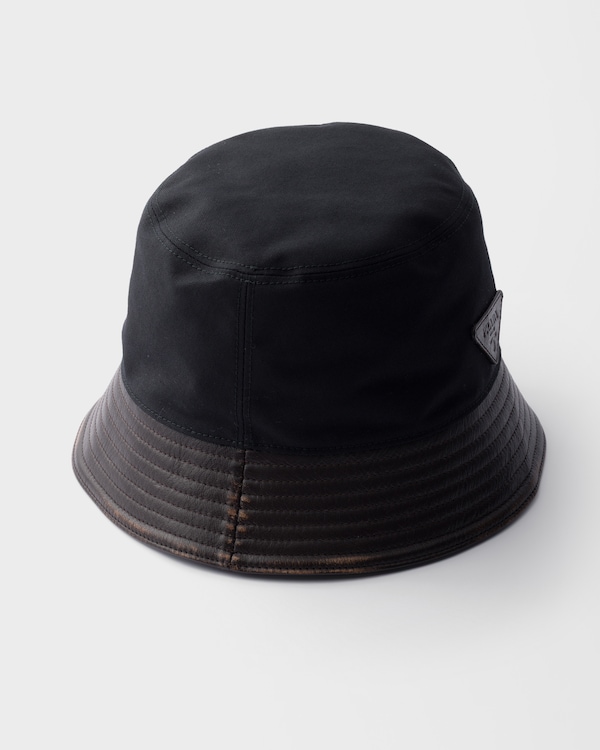 Technical cotton and leather bucket hat - Negro Technical cotton and leather bucket hat - Negro