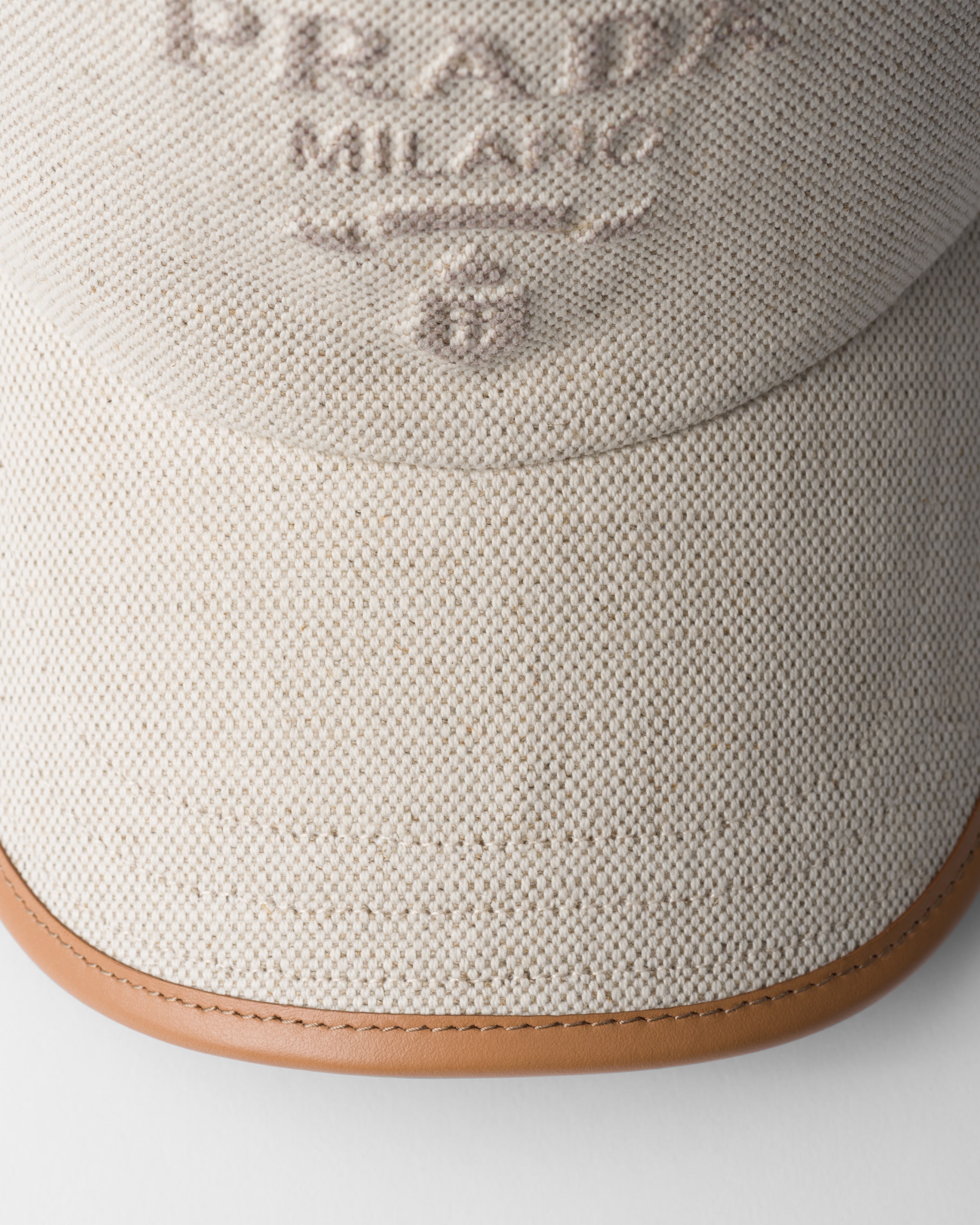 Prada Logo-embossed Cotton Cap In Natural
