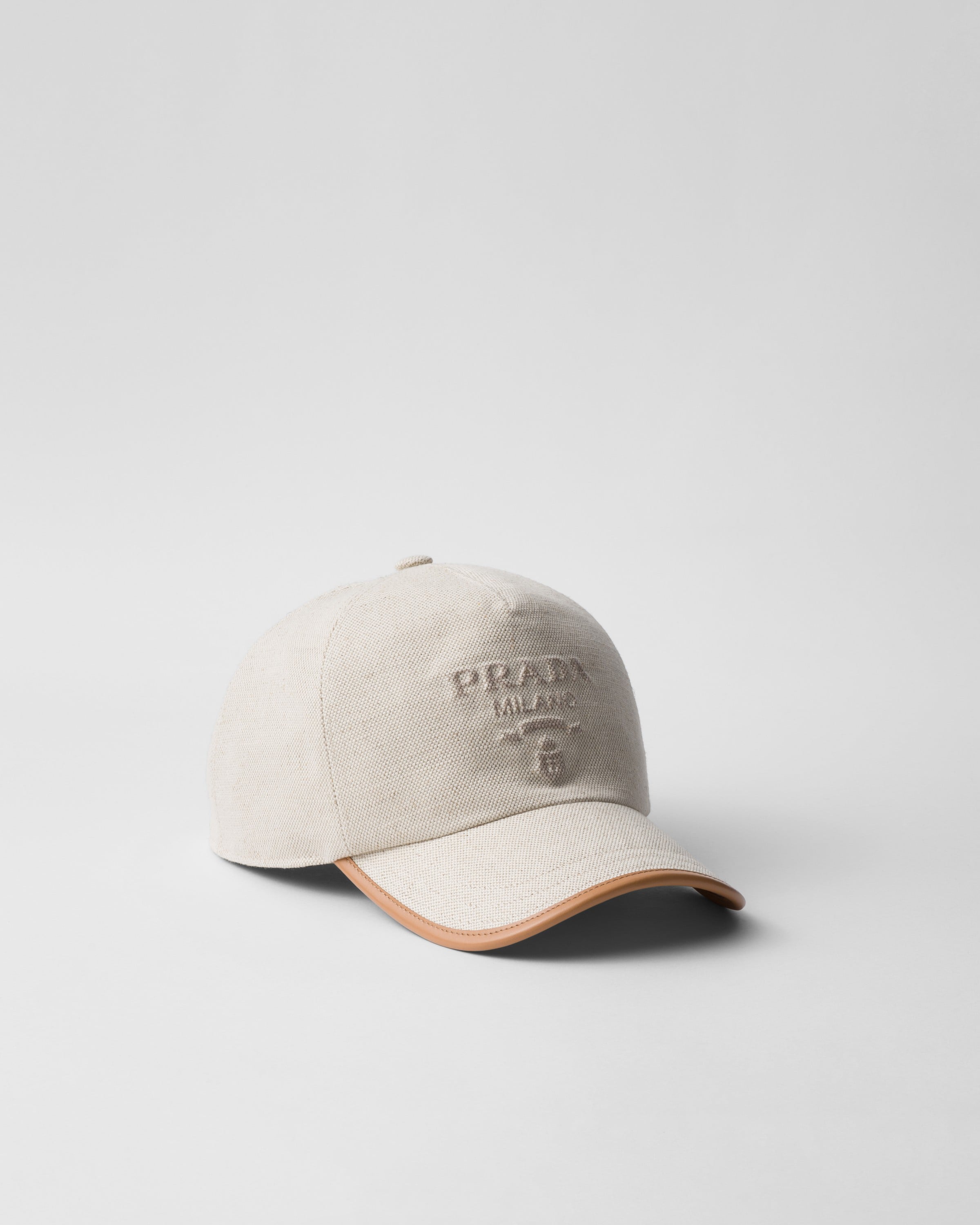 Shop Prada Linen Blend Baseball Cap In Natural