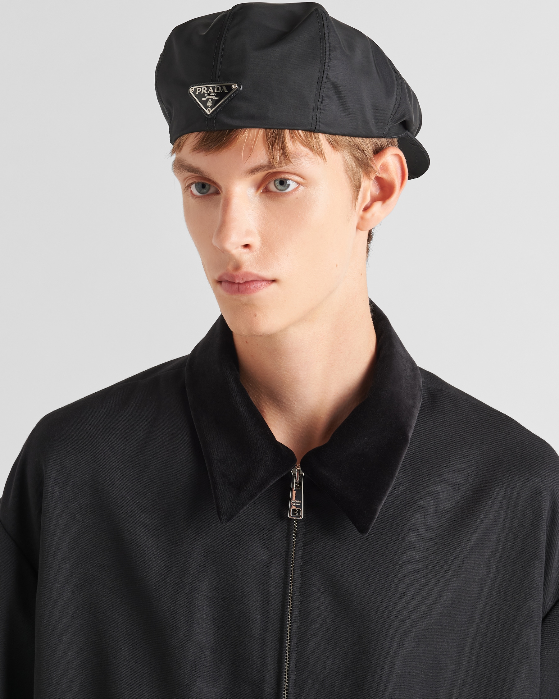 PRADA recycled polyamide Rinylon Triangle Logo Hat Casquette 1HC551 black main image 0