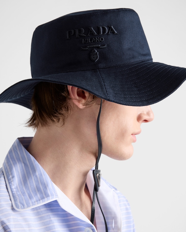 Cappello a tesa larga in drill - Blu Cappello a tesa larga in drill - Blu