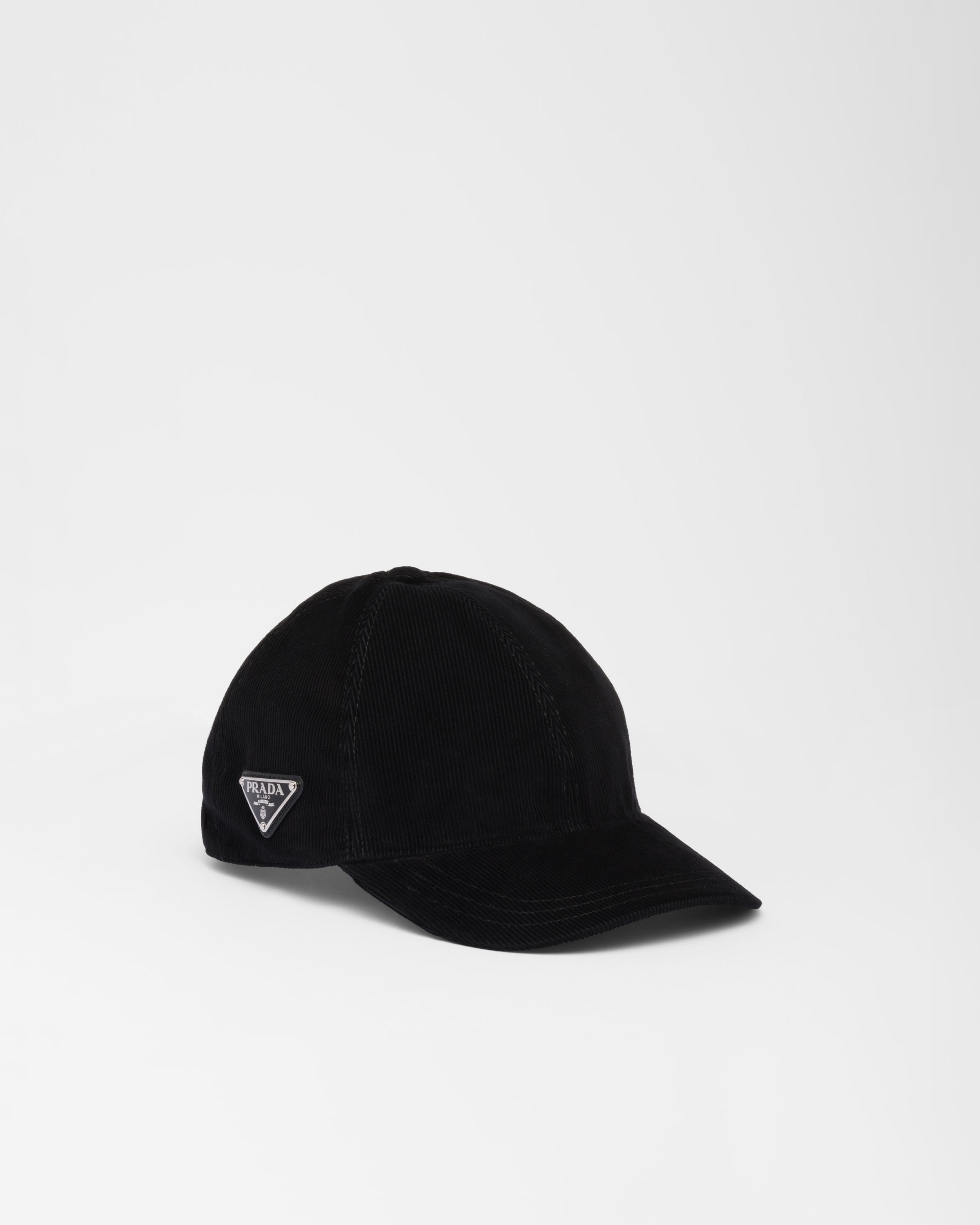 Shop Prada Corduroy Baseball Cap In Black