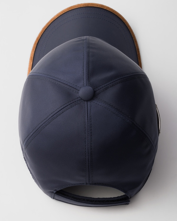 Re-Nylon and suede baseball cap - Blue/Cocoa Brown Re-Nylon and suede baseball cap - Blue/Cocoa Brown