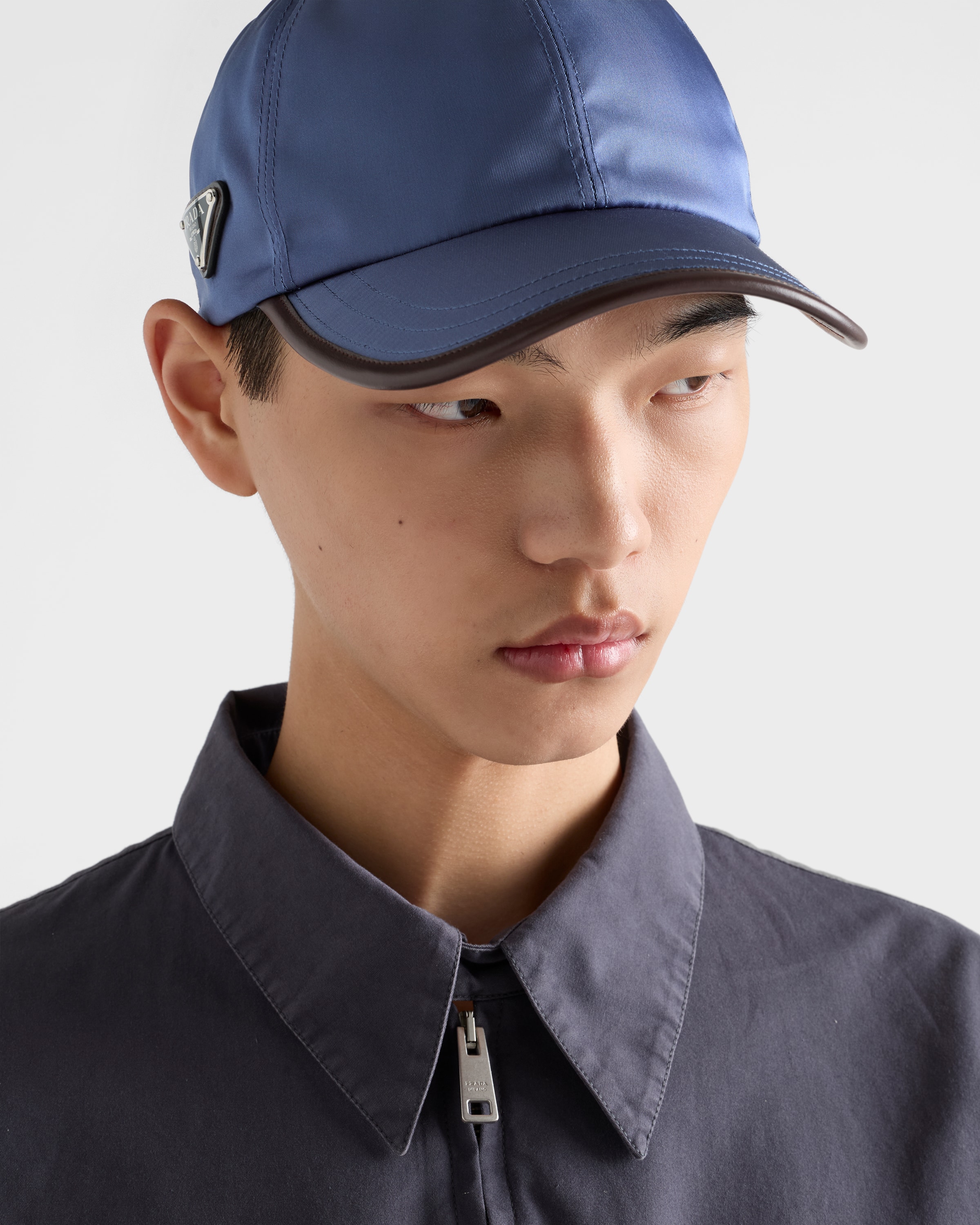 ◼︎ PRADA / Re-Nylon ベースボールキャップ ブラウン Re-Nylon xレザー ベースボールキャップ | PRADA