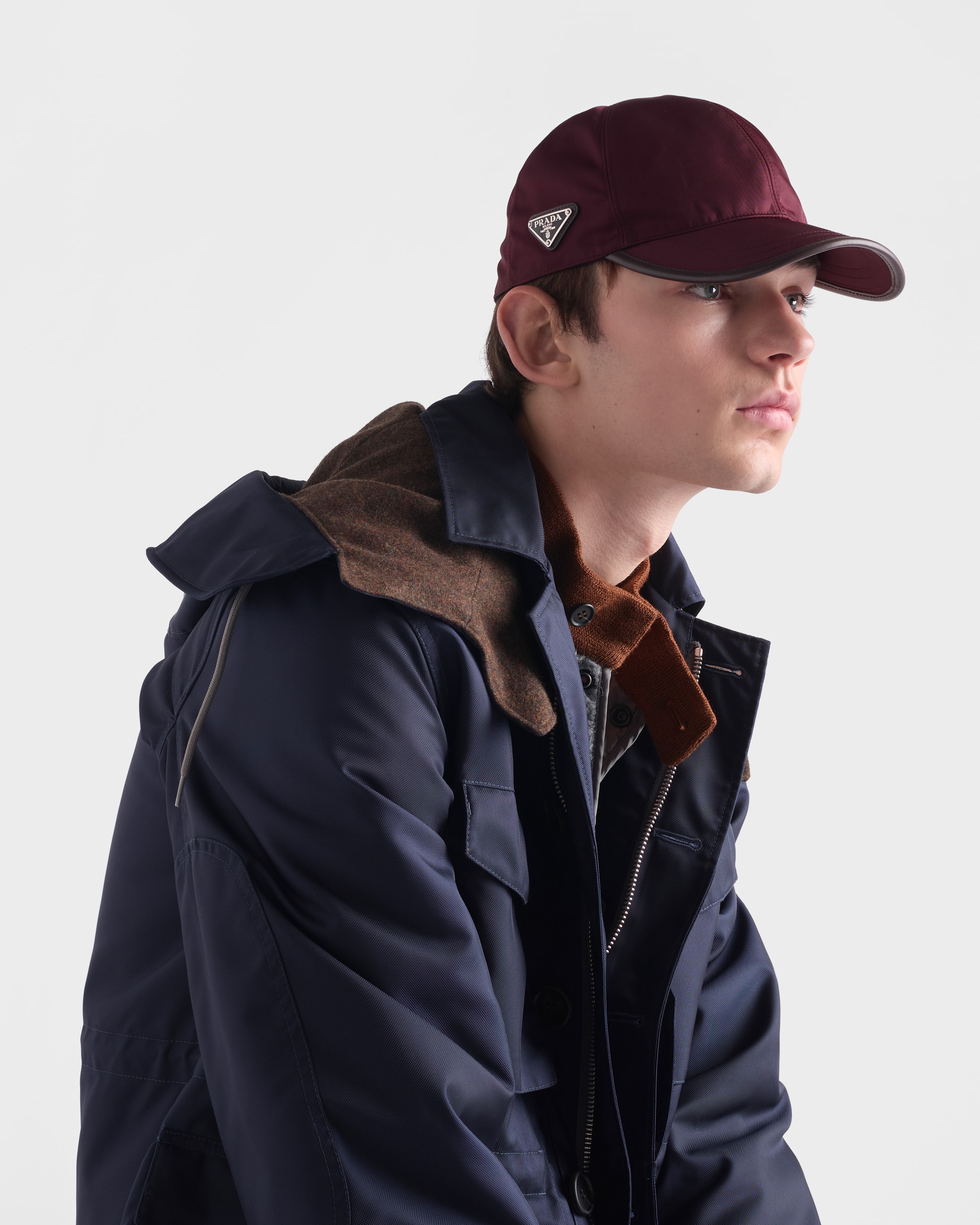 Prada Mens Burgundy Speedrock Re-nylon Baseball Cap In Burgundy