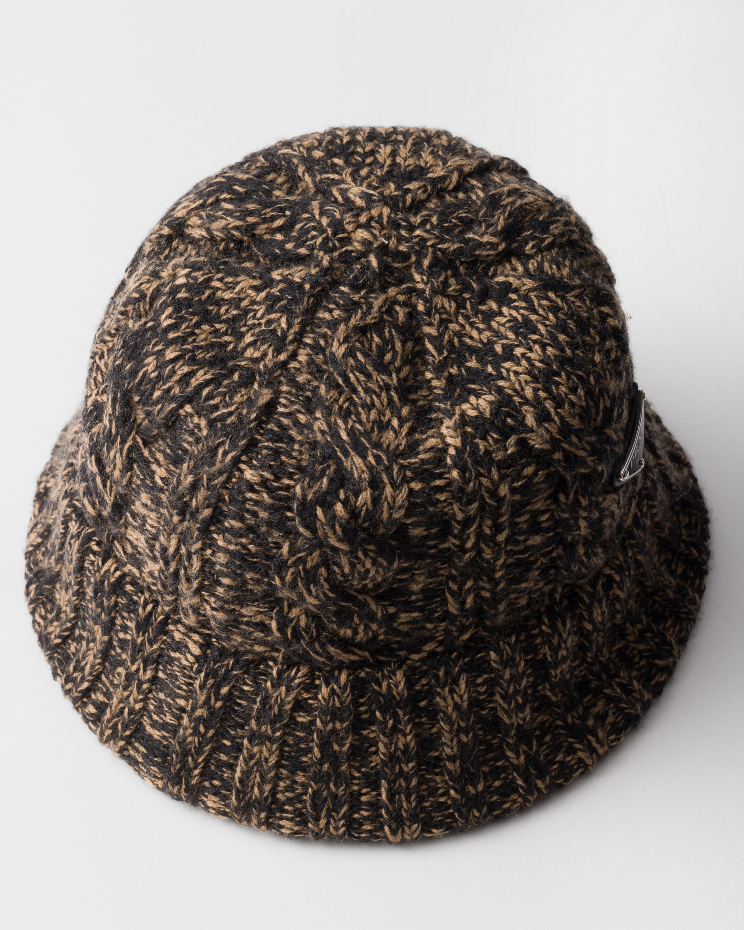 Shop Prada Mélange Wool Bucket Hat In Schwarz/kamel